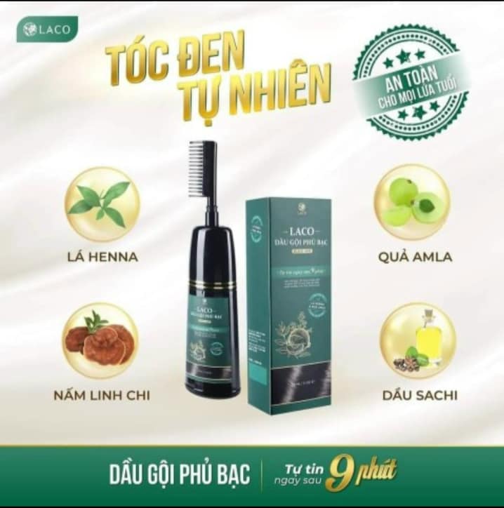 Dầu Gội Phủ Bạc Laco Black Hair - Tóc Đen Tự Tin Sau 9 Phút không phai không sót không hại da đầu mùi thơm chinh hãng sale