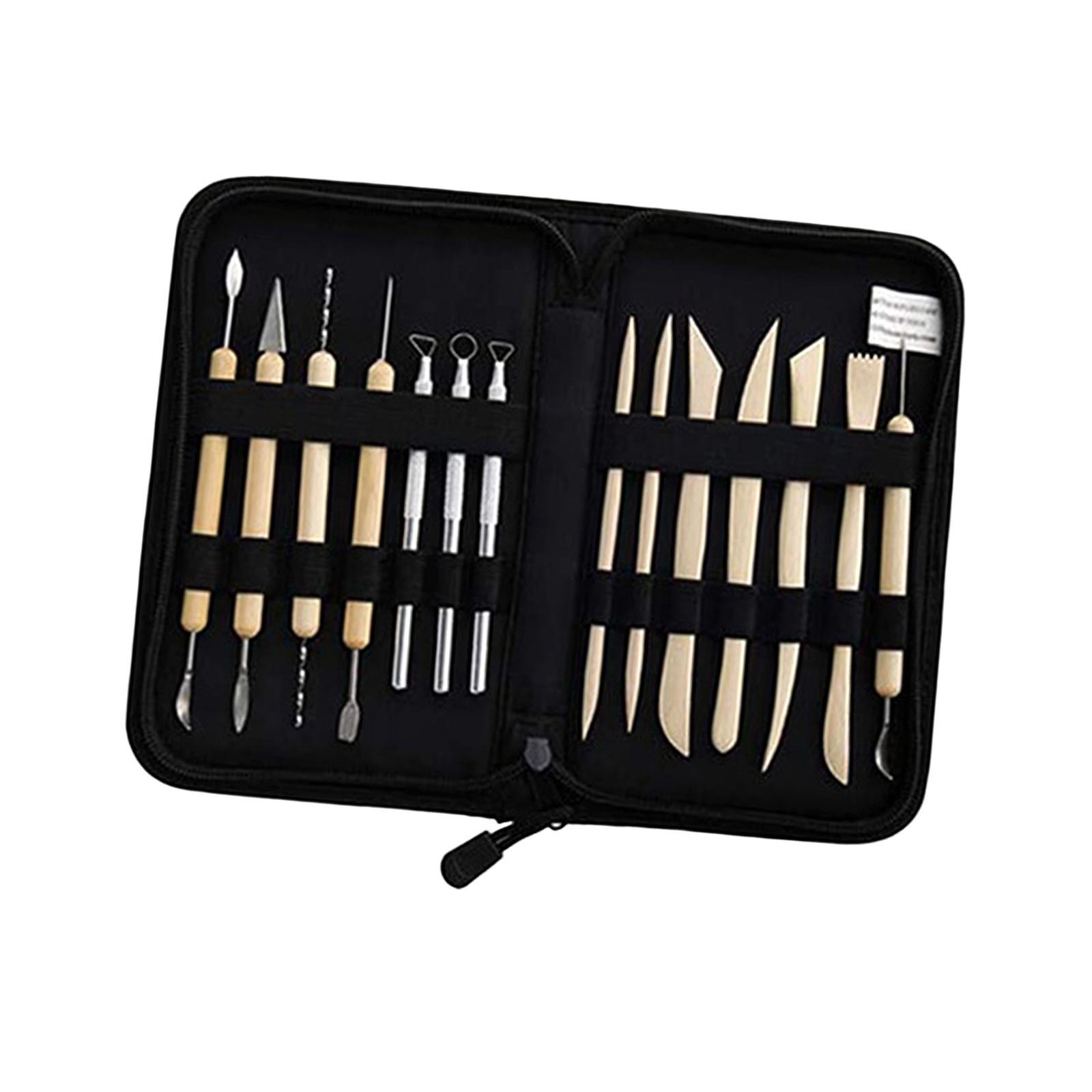 14x Polymer Clay Tools Clay Carving Tool Set with Carrying Case Clay Sculpting Tools Pottery Carving Tool Set for Carving Modeling Drawing