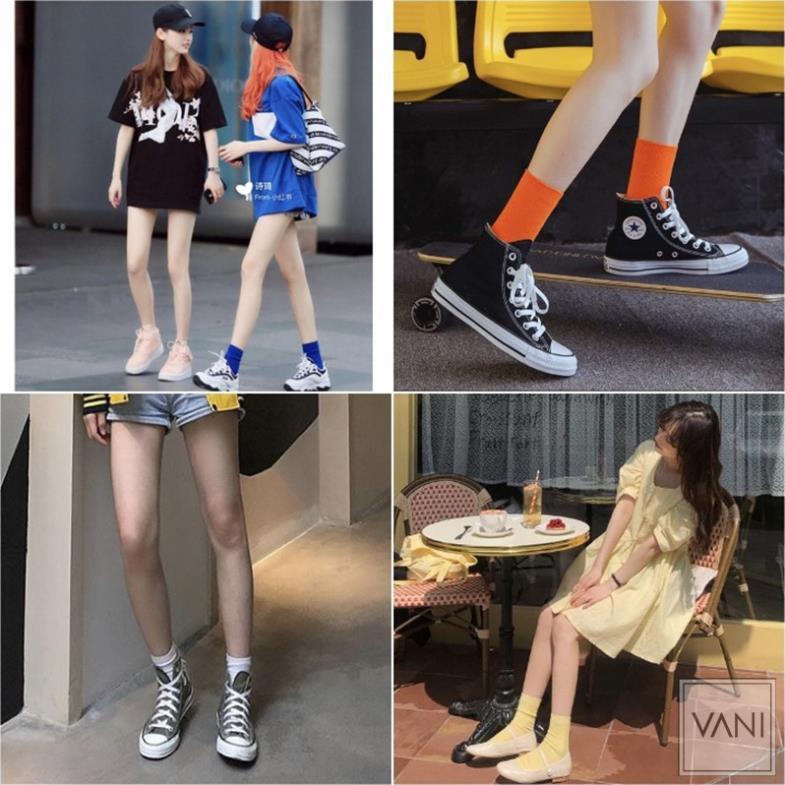 Tất nhún Hàn Quốc Nam Nữ – Kiểu dáng Vintage Vớ len gân tăm nhỏ cổ cao - LIPH STORE