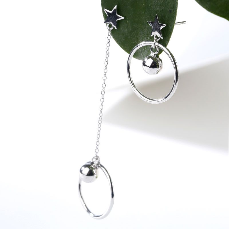 Bông tai hình tròn mix khối cầu ý tưởng hình học độc đáo hiện đại