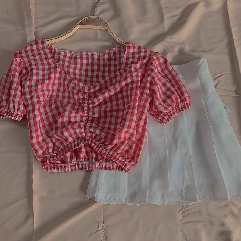 SET ÁO CARO PHỐI CHÂN VÁY TENNIS