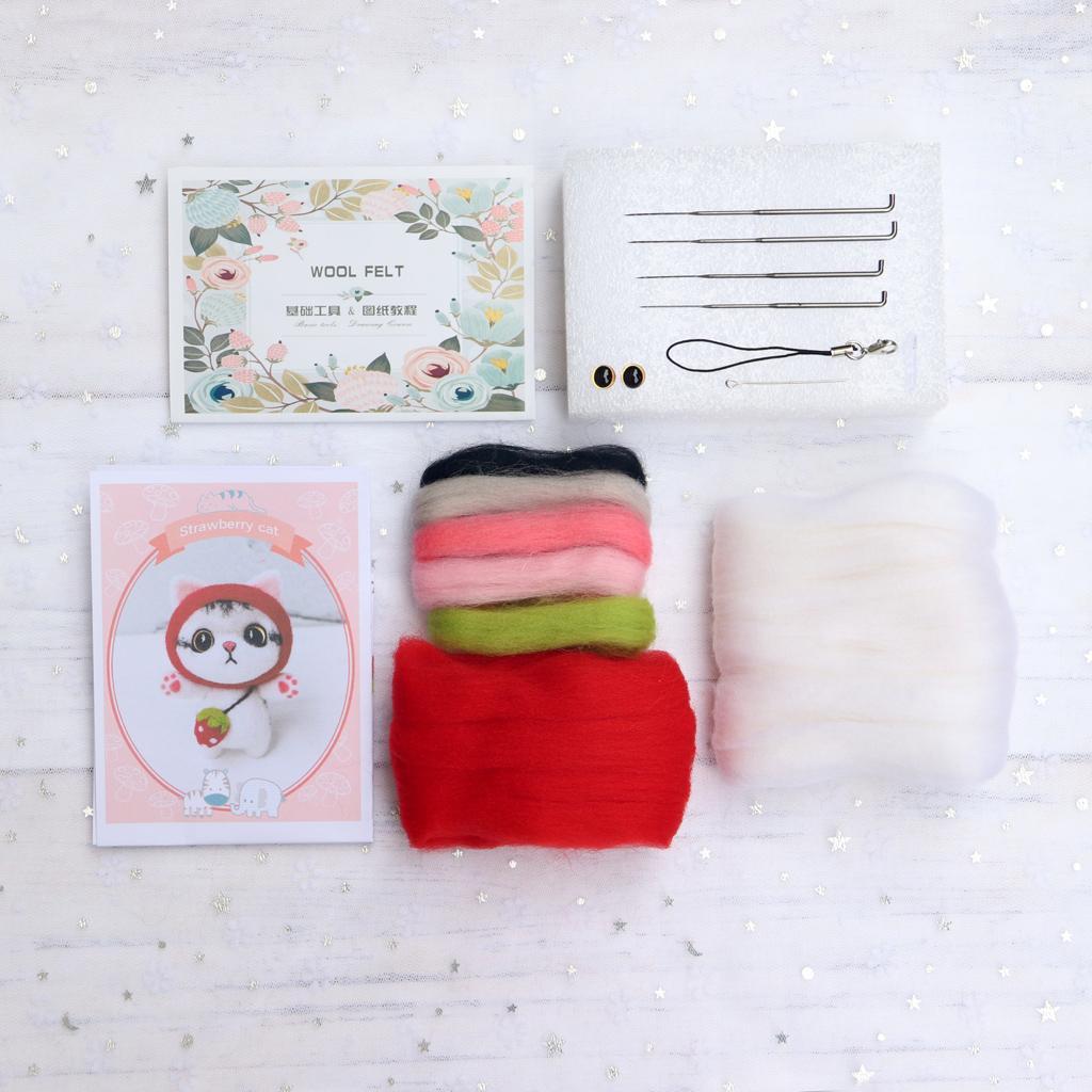 Cat Needle Felting Kit Felting Wool Decor Starter Kit Handwork Materials