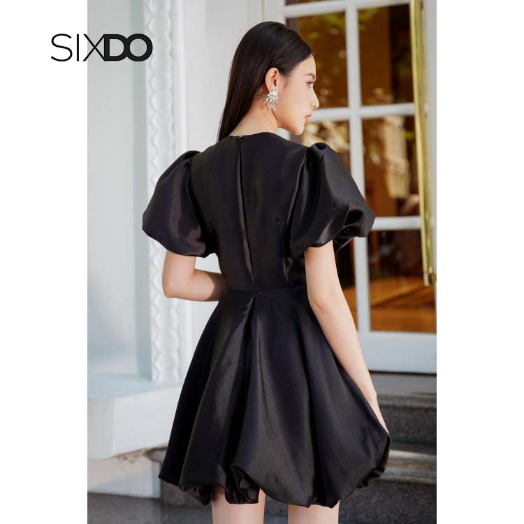 Đầm chuông taffeta tay bồng trẻ trung SIXDO