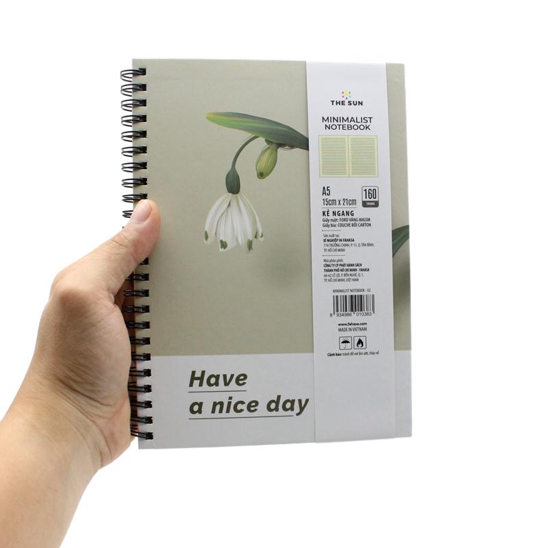 Sổ Lò Xo Bìa Cứng Minimalist A5 - Kẻ Ngang - 160 Trang 80gsm - The Sun 02