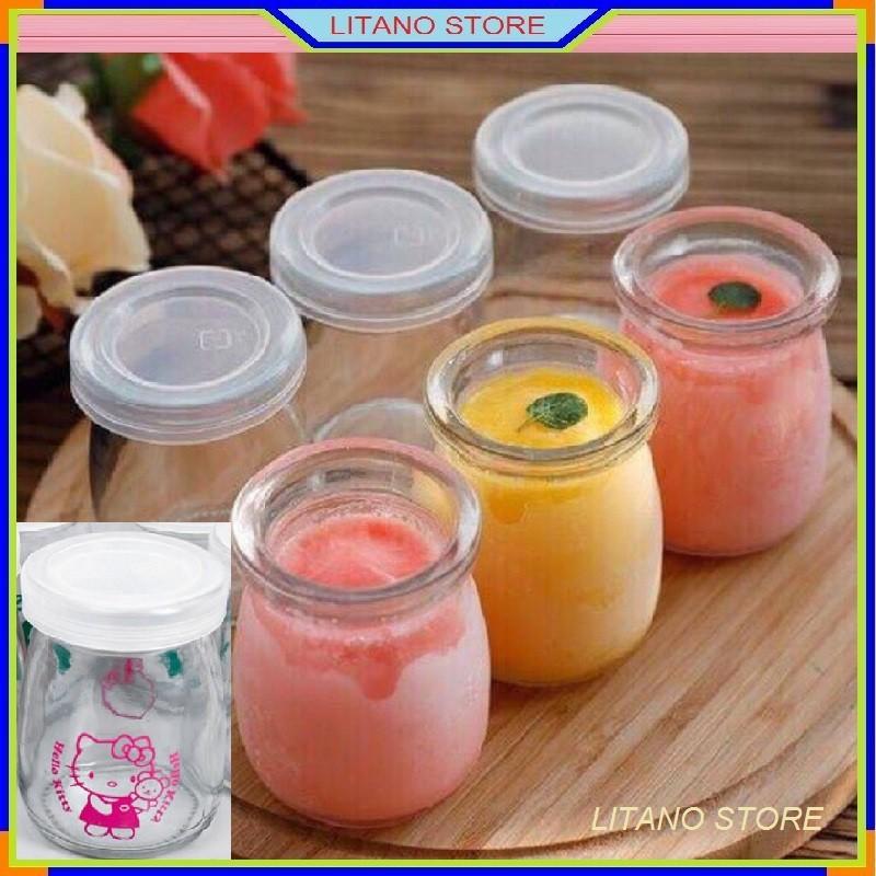 Combo 12 Hũ Làm Sữa Chua Bằng Thủy Tinh Dung Tích 100ml Có Nắp Đậy - Lọ Đựng Sữa Chua An Toàn Vệ Sinh