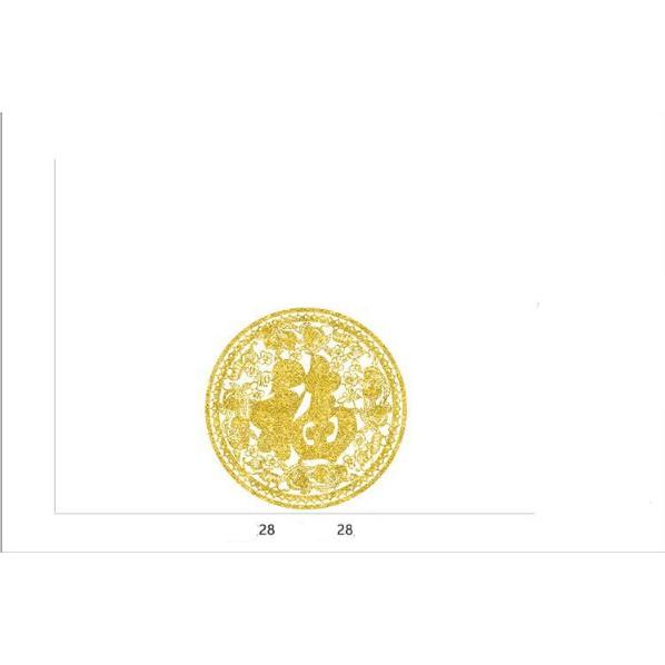 Decal trang trí tết - Vòng tròn viền hoa cỏ nhũ vàng