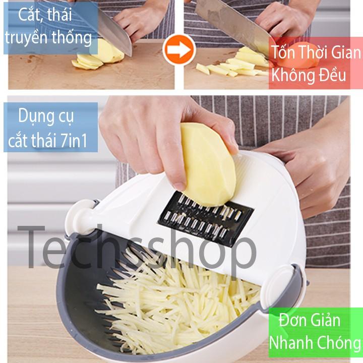 Rổ Cắt Bào Thái Rau Củ Quả Đa Năng 7in1 - Dụng Cụ Nhà Bếp Chế Biến Món Ăn Tiện Lợi