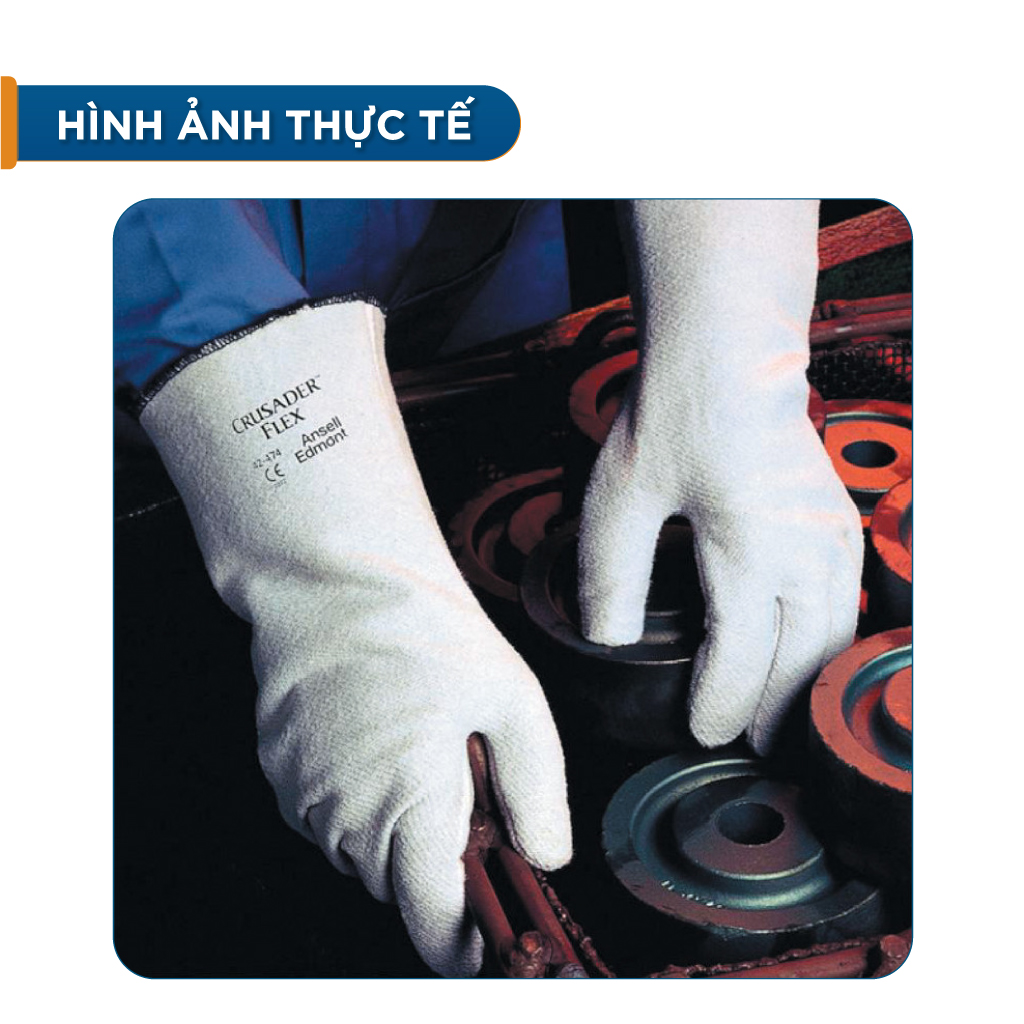 Găng tay chịu nhiệt ANSELL 42-474 bao tay chịu nhiệt 204°C chuyên dùng cầm lò nướng, tao tác cơ khí nóng