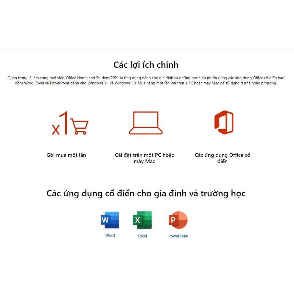 Phần mềm Microsoft Office Home & Student 2021 Chuyển được máy tính khác Hàng chính hãng