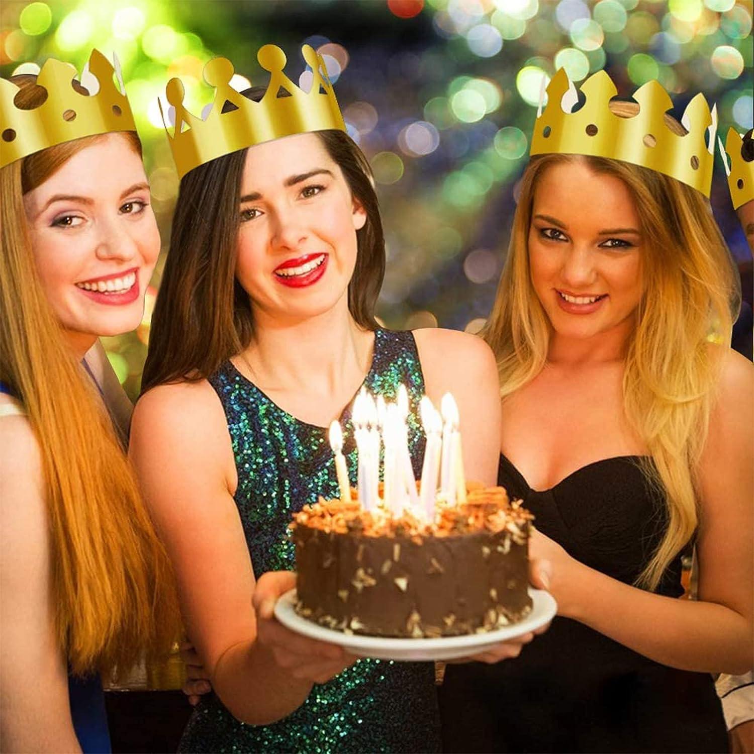 Mũ Tiệc Vương Miện, 30 Cái Vương Miện Giấy Vàng Cho Lễ Kỷ Niệm Sinh Nhật Đạo Cụ Chụp Ảnh Tắm Cho Bé, Mũ Vương Miện Giấy Có 9 Lỗ Để Điều Chỉnh Kích Thước