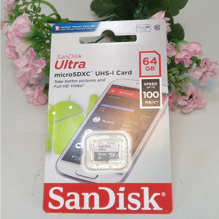 Thẻ nhớ SDHC Sandisk Ultra 64GB tốc độ 100MB/s UHS-I hàng chính hãng