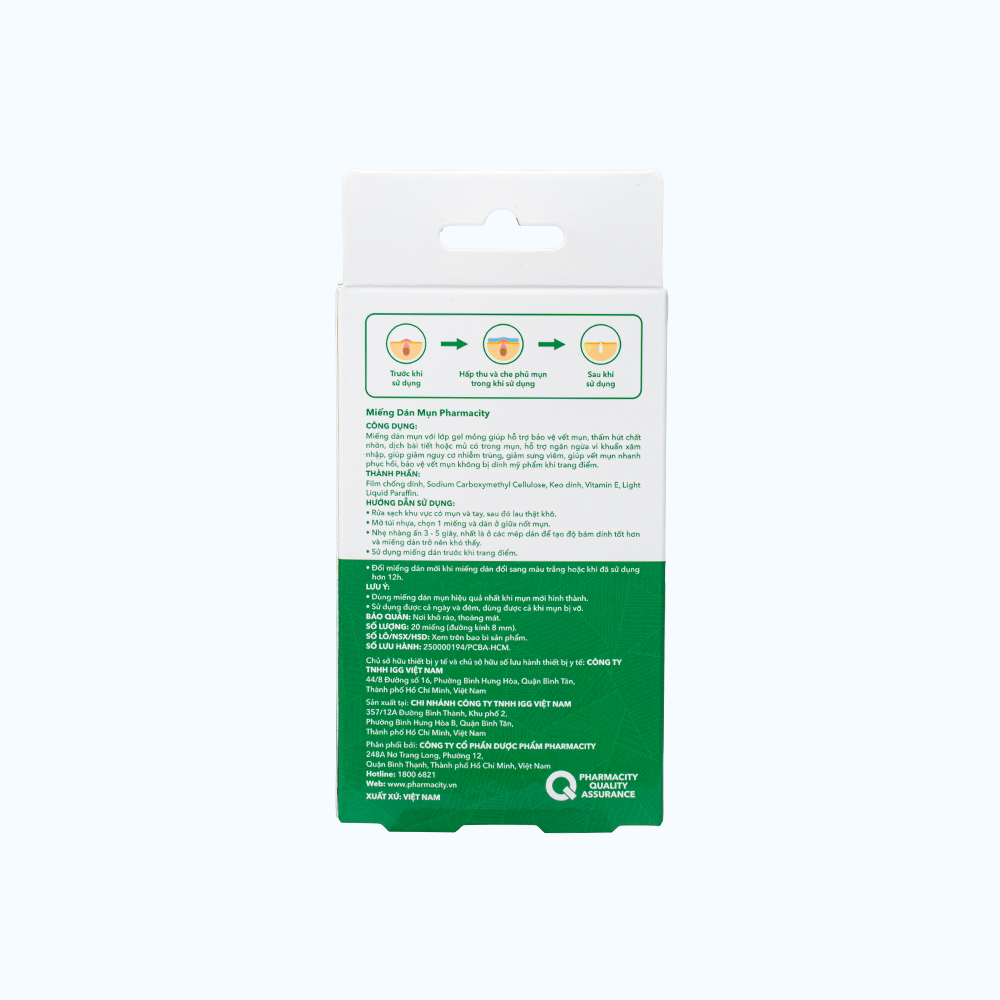 Miếng dán mụn Pharmacity hộp 20 miếng