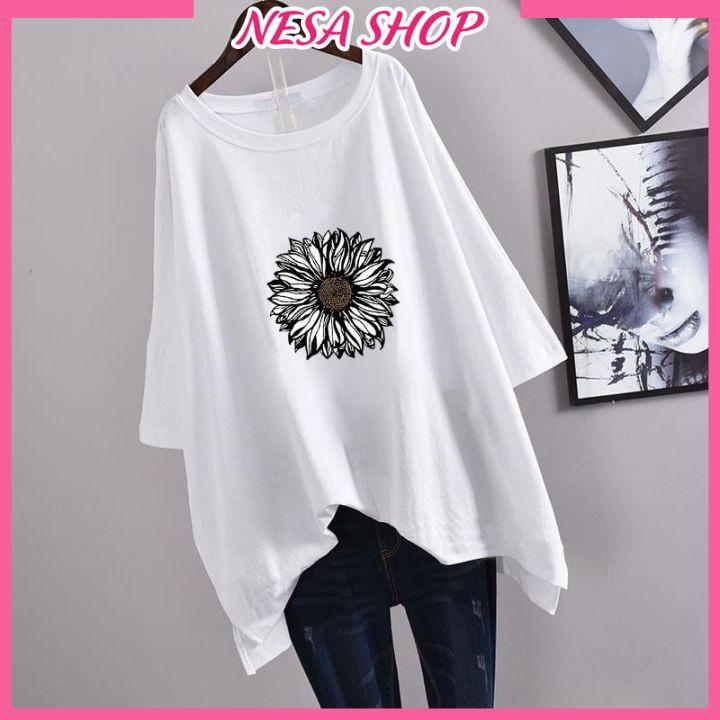 Áo thun nam nữ form rộng, Áo phông tay lỡ, chất liệu thun cotton co giãn, áo unisex in hình Hoa Hướng Dương NeSa Shop