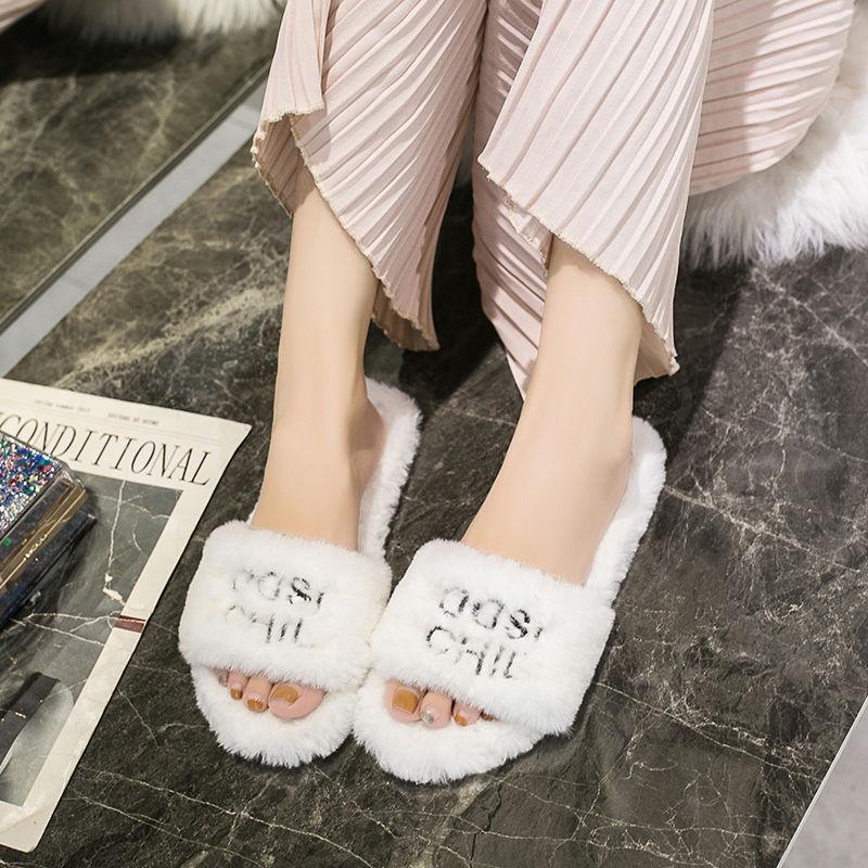 Dép cotton đế dày hở ngón phong cách Hàn Quốc thời trang mùa đông 2020