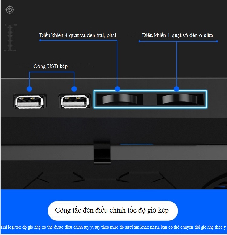 Đế Tản Nhiệt Q17.3 Với 5 Quạt Mạng Mẽ Giúp Bảo Vệ Máy Tính Laptop Có Đèn LED