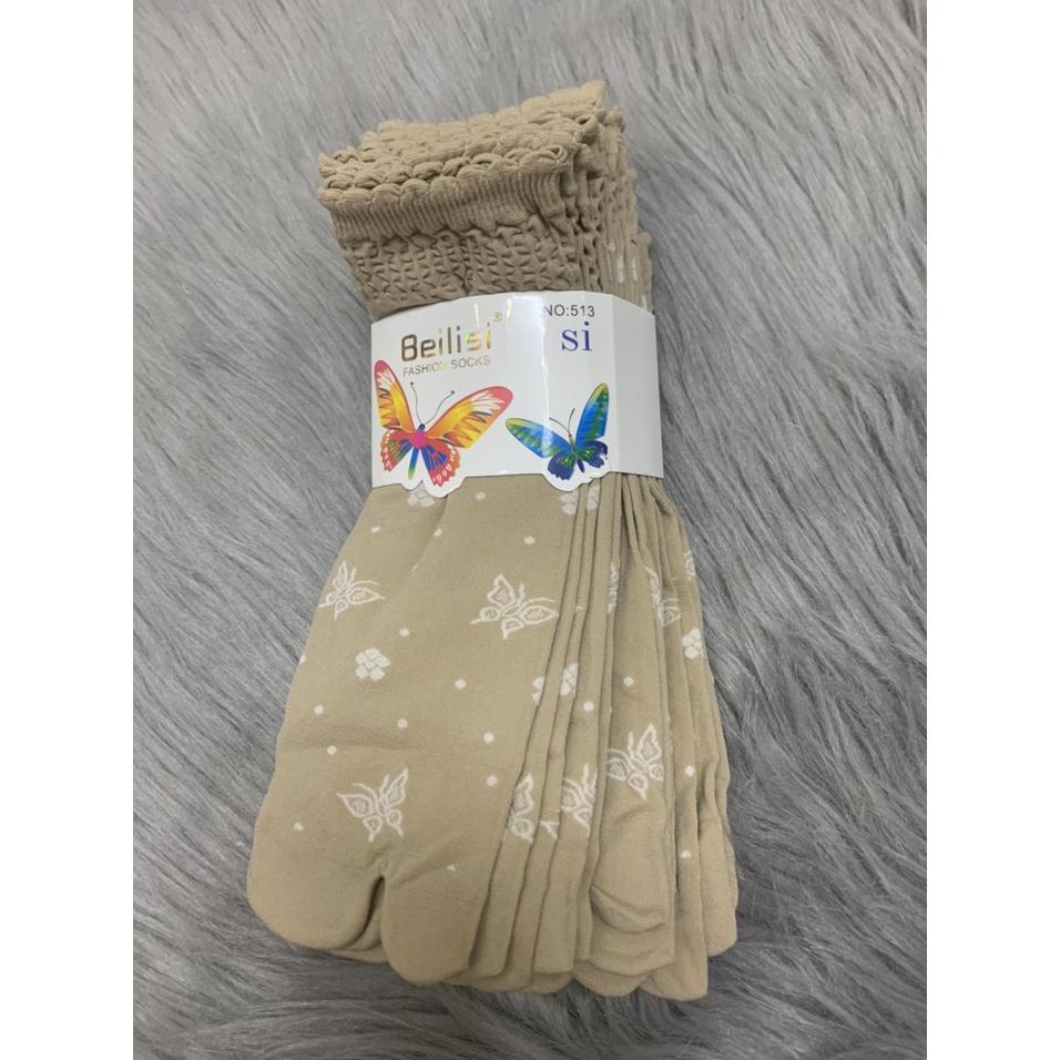 Combo 5 và 10 đôi vớ da , tất da , tất nữ , vớ nữ , cổ nhún , họa tiết bông chìm , thun cotton 100% co giãn tốt