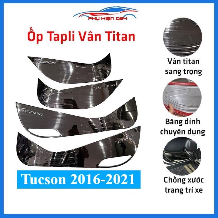 Bộ ốp tapli Tucson 2016-2017-2018-2019-2020-2021, 2022-2023 vân Titan chống xước va đập khi mở cửa và làm đẹp xe