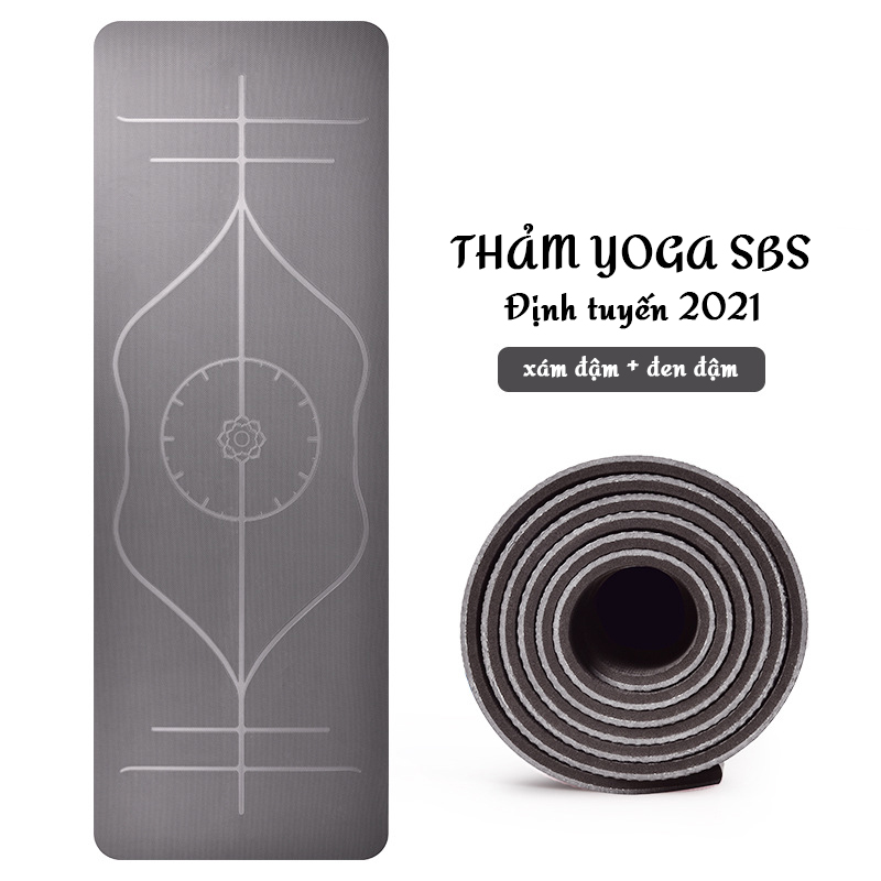 Thảm Tập Yoga Định Tuyến SBS Chống Trượt Cao Cấp 2021 Không Mùi - Đàn Hồi Cao - Chống Rách - Tặng Túi Đựng Thảm