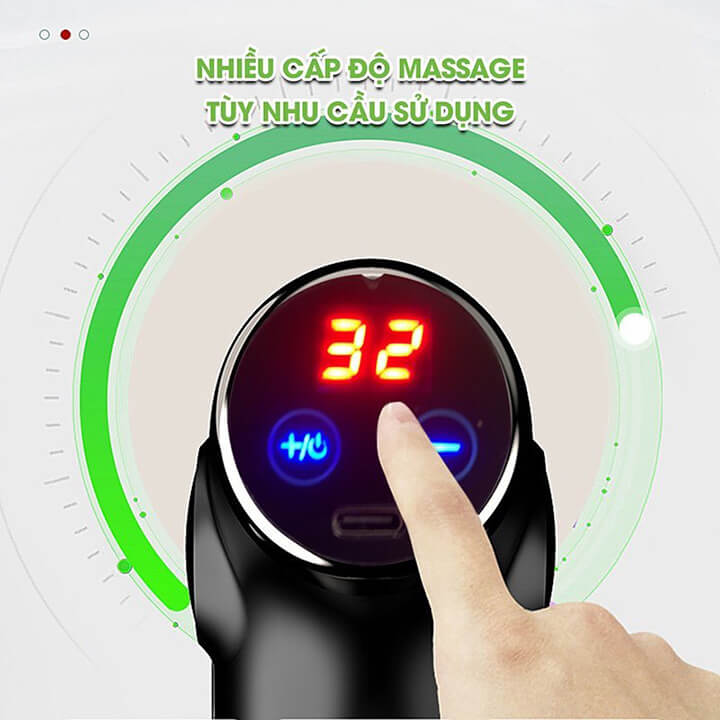 Máy Massage Cầm Tay Mini Cảm Ứng Lực, Máy Mát Xa Toàn Thân Với 4 Đầu Massage Và 32 Cấp Độ Màn Hình Led - KH515