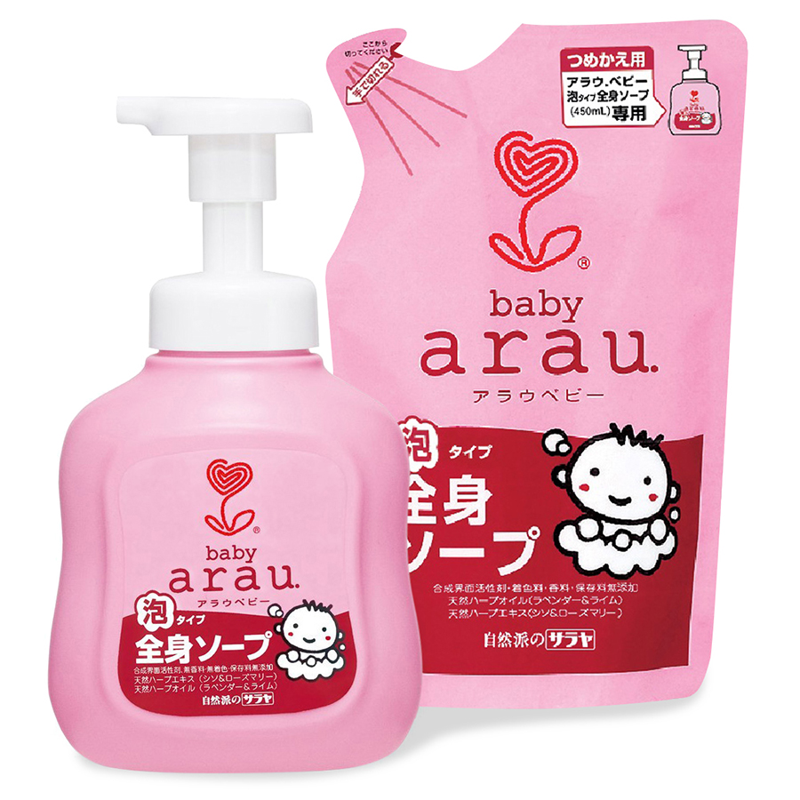 Combo Sữa Tắm Cho Em Bé Arau Baby (Bình 450ml + Túi 400ml)