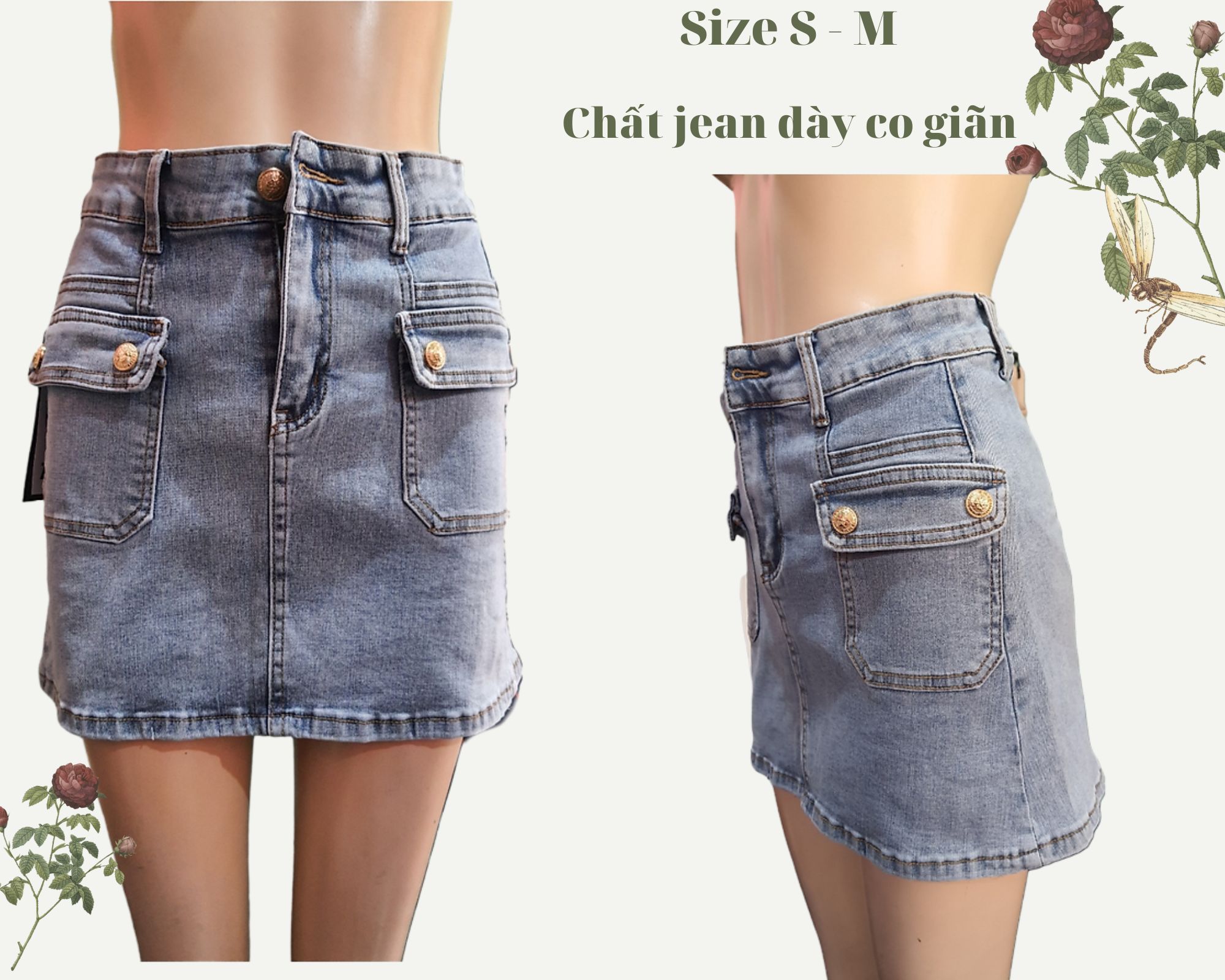 Chân Váy Jean Chữ A Phối Túi Phong Cách Thời Trang Bụi chất liệu jean mềm co giãn dễ mặc Váy phối túi thời trang,màu sắc mang hơi hướng phong cách bụi. Váy thích hợp cho chị em đi chơi,đi tiệc nhé ^^
