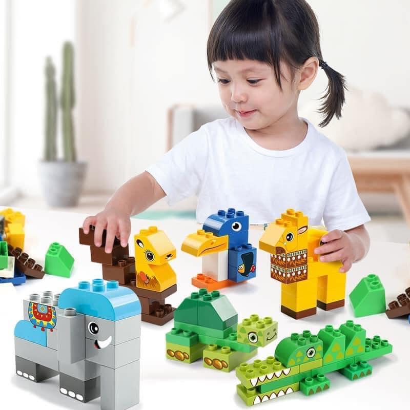 Đồ chơi lắp ráp Feelo Thế Giới Động Vật 102 Chi Tiết Siêu To, đồ chơi cao cấp cho bé
