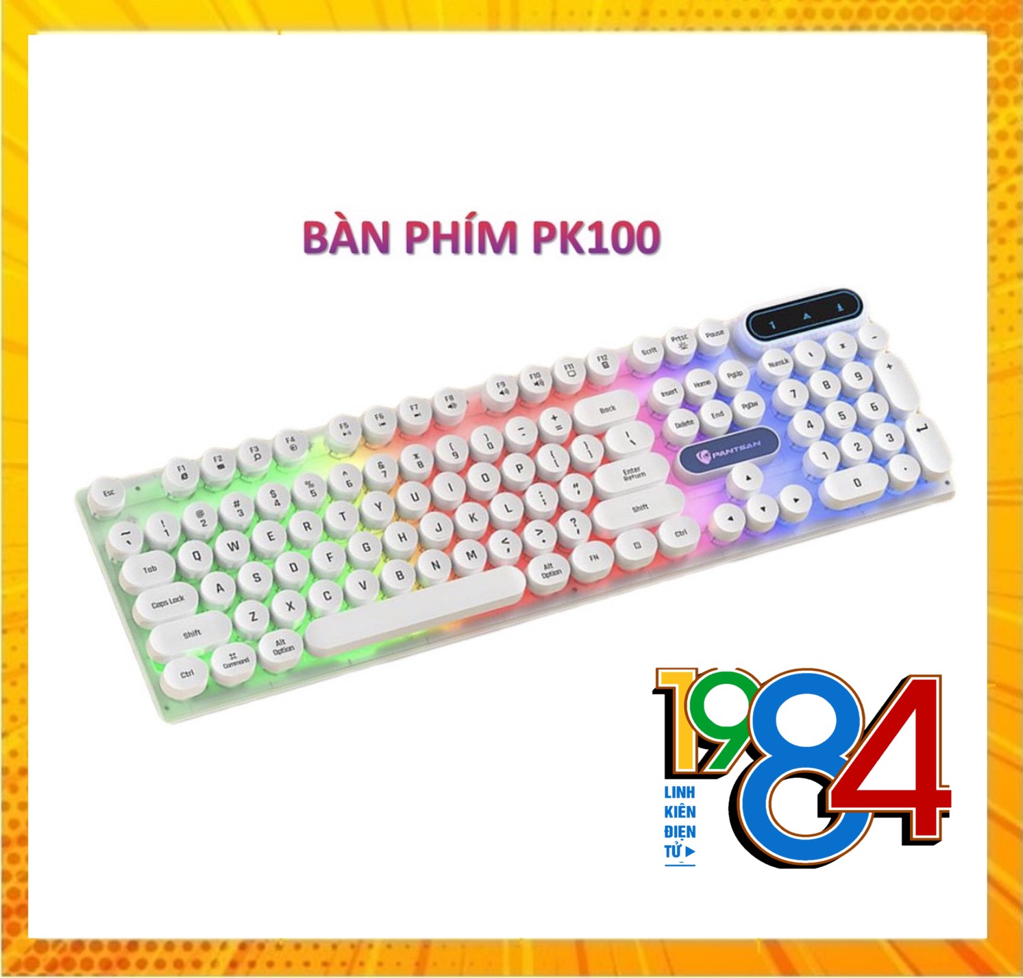 Bàn phím máy tính gaming giả cơ PANTSAN PK100 có dây nút tròn Led 7 màu cực đẹp