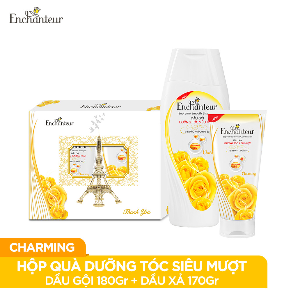 [Hộp Quà Enchanteur Charming] Dầu Gội Siêu Mượt 180gr và Dầu Xả Dưỡng Tóc 170gr