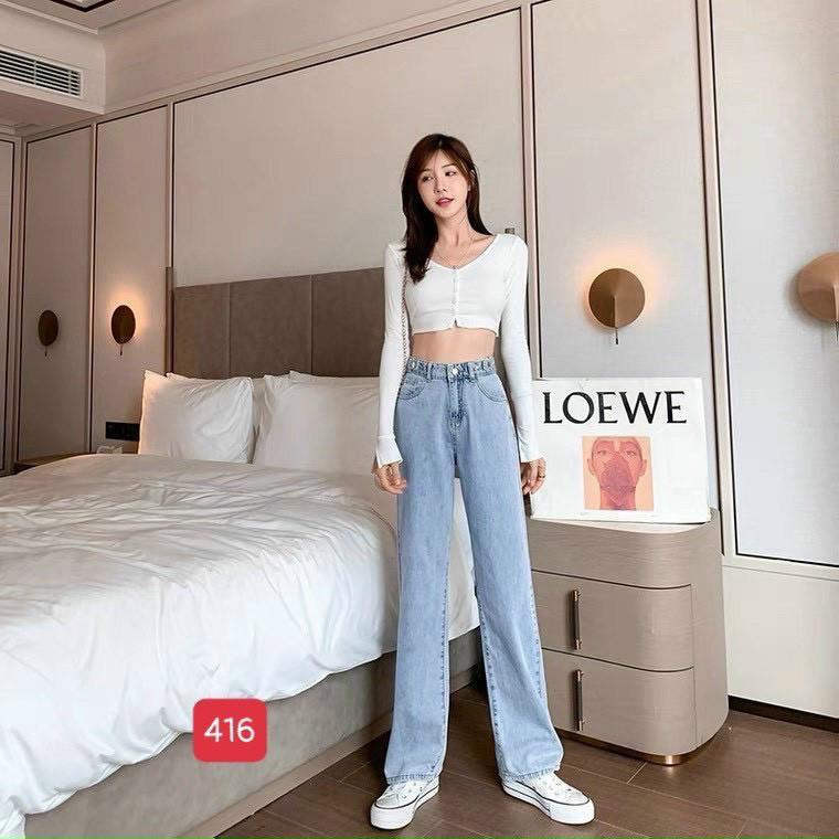 Quần baggy jean thời trang cao cấp nữ King168, quần suông thiết kế đẹp cao cấp nữ QJNU416