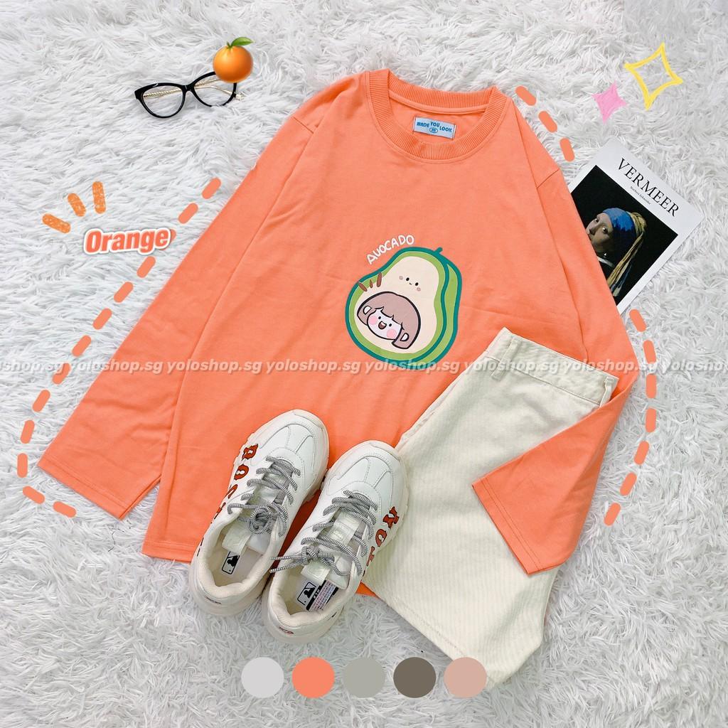 Áo thun tay dài TRÁI BƠ AVOCADO phông Unisex nam nữ tee oversize form rộng pull Ulzzang Streetwear thu đông vải mềm