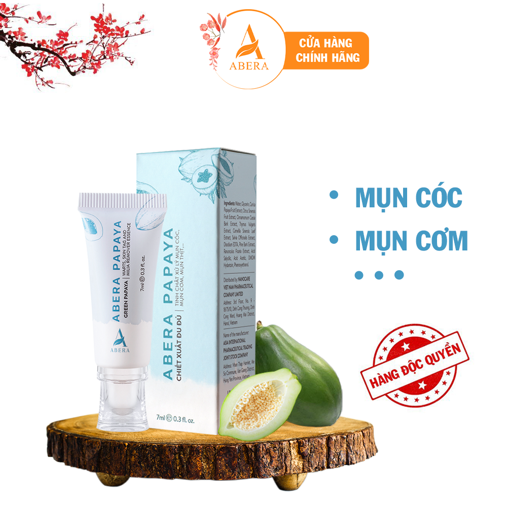 Tinh Chất Đu Đủ Xanh Abera Papaya 7ml - Tinh chất xử lý Mụn Cóc, Mụn Cơm,...