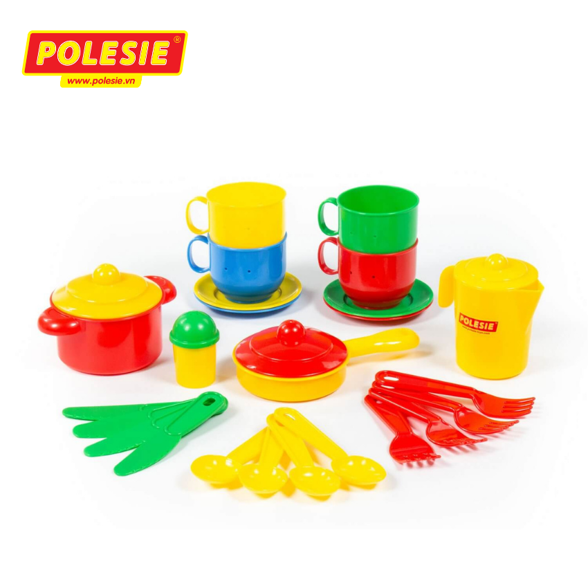 Bộ Đồ Chơi Nấu Ăn Cho 4 Người, Đồ Chơi Giáo Dục, An Toàn, Siêu Bền Cho Bé - Polesie Toys 54920