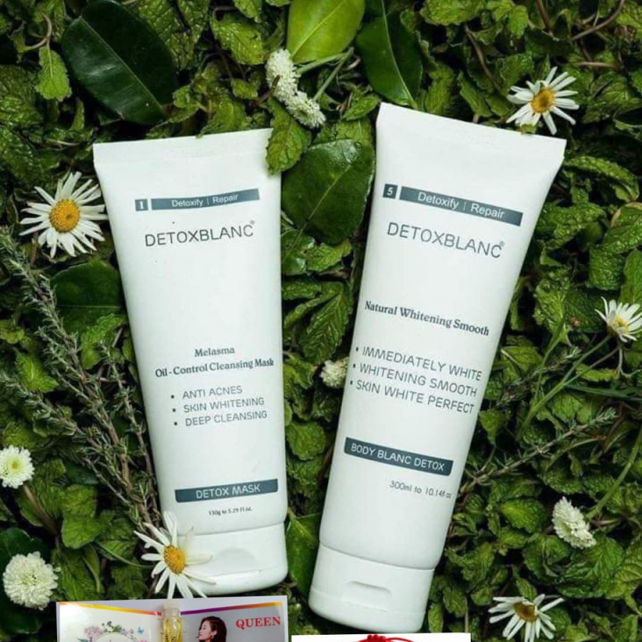 Combo Sữa Tắm Thải Độc Trắng Da Body  số 05 và Mặt nạ thải độc Detox Mask số 01- Detox BlanC +Tặng kèm vòng Phong Thủy và Test nước hoa Charme Queen  chính hãng