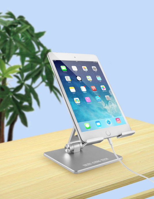 Giá Đỡ Để Bàn Máy Tính Bảng Ipad Điện Thoại Hợp Kim Nhôm Cao Cấp - Điều Chỉnh Góc Độ - Trục Kép- Gấp Lại Tiện Lợi