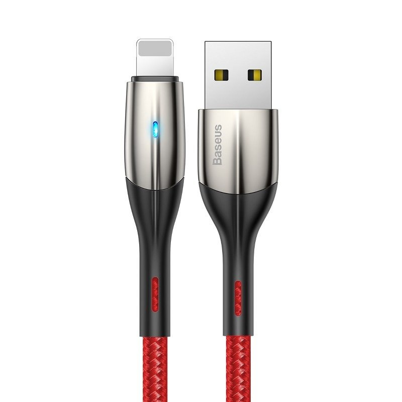 Cáp sạc nhanh 2.4A truyền dữ liệu Baseus Horizontal kết nối iPhone tích hợp đèn báo sạc dài 100CM - Hàng chính hãng