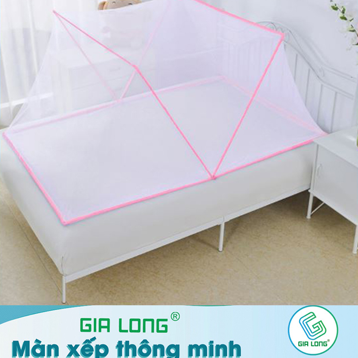 Màn Gấp Gọn Gia Long Cao Cấp (Size người lớn 1.8m x 2m)- màu hồng