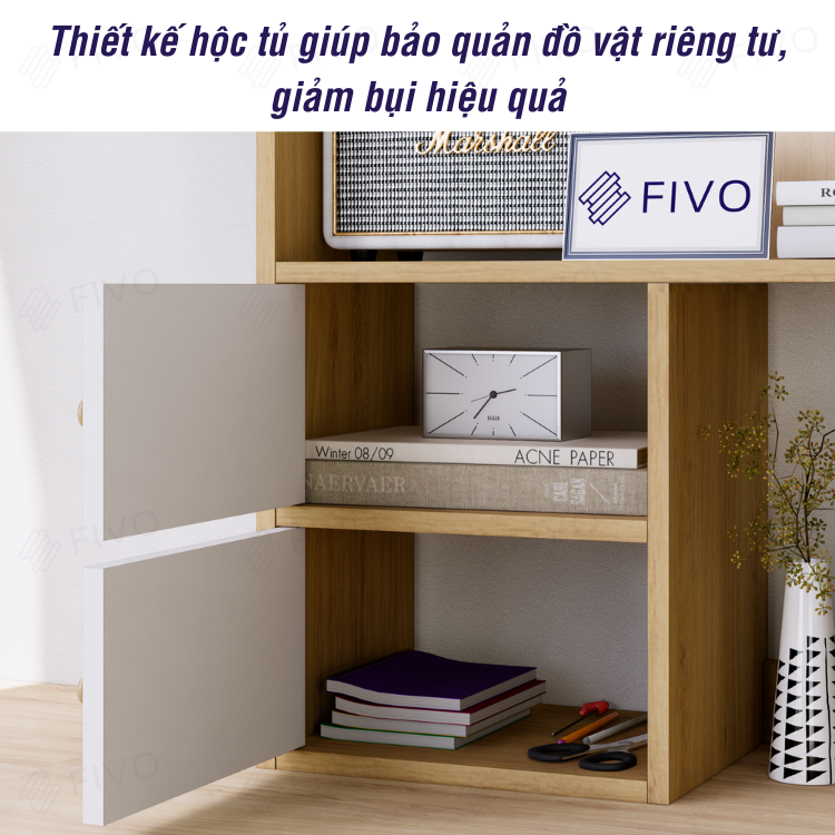 Kệ Sách Để Bàn Học FB21 FIVO Cao Cấp Màu Gỗ Và Walnut , Thiết Kế Có Hộc Tủ, Dễ Dàng Lắp Ráp, Đa Dạng Mẫu Mã Và Màu Sắc