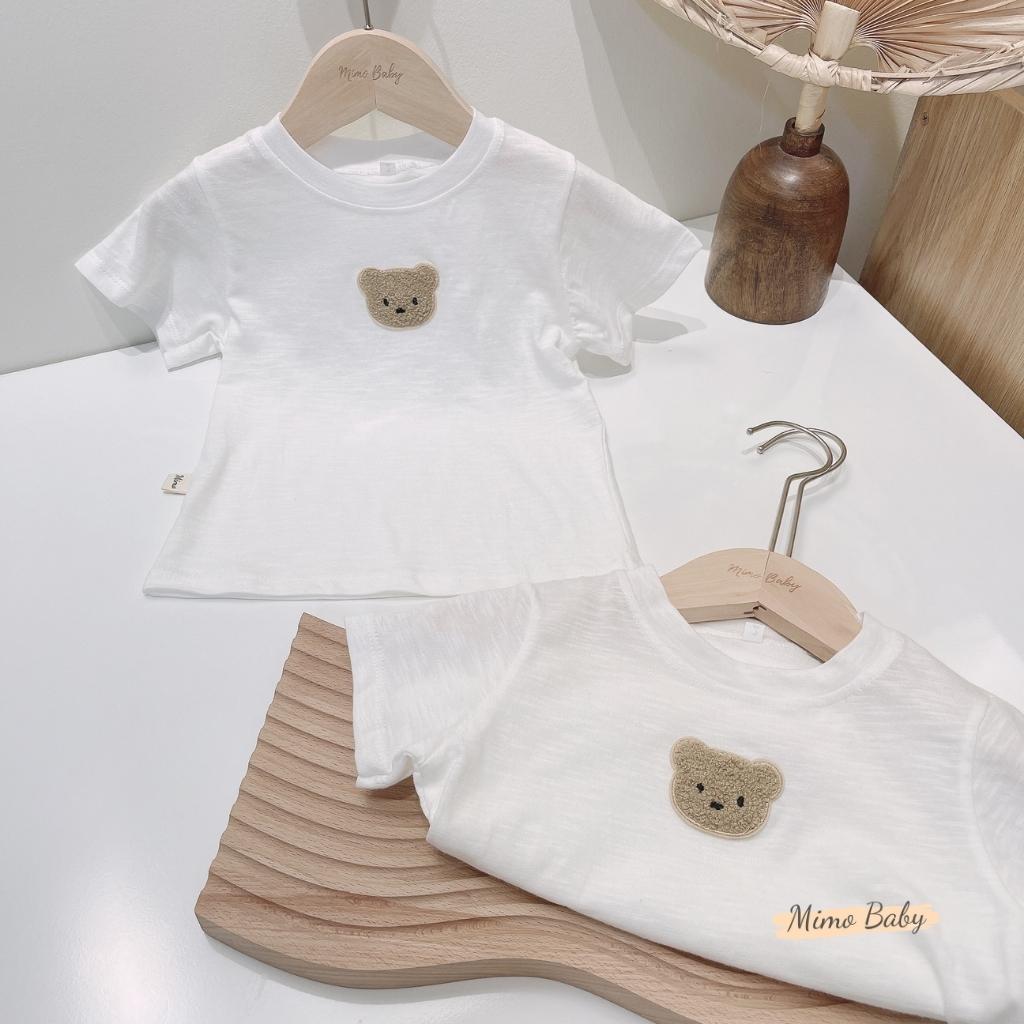 Áo cotton xước, áo cộc tay mùa hè đính gấu thêu dễ thương cho bé QA30 Mimo Baby