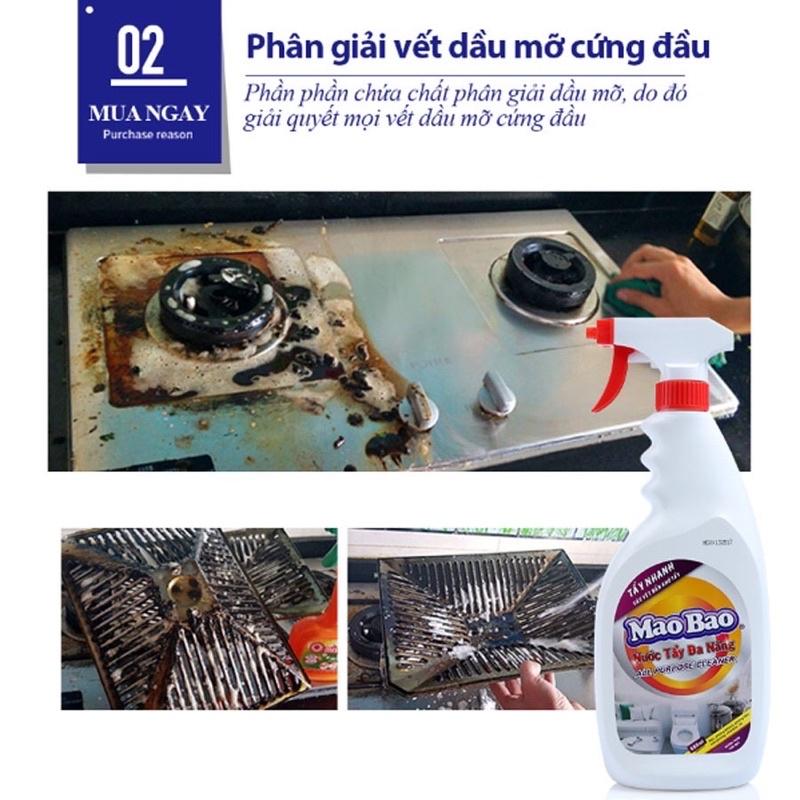 Nước tẩy đa năng Mao Bao (600ml) lau bếp, tẩy nhà tắm, lau kính, lau chùi oto và các vật dụng gia dình