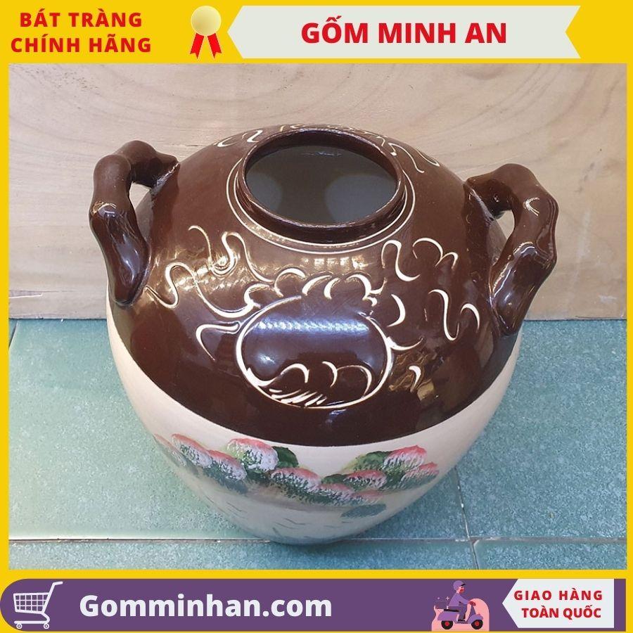 Hũ đựng rươu tráng men dung tích 10l vẽ phong cảnh gốm Minh An Bát Tràng