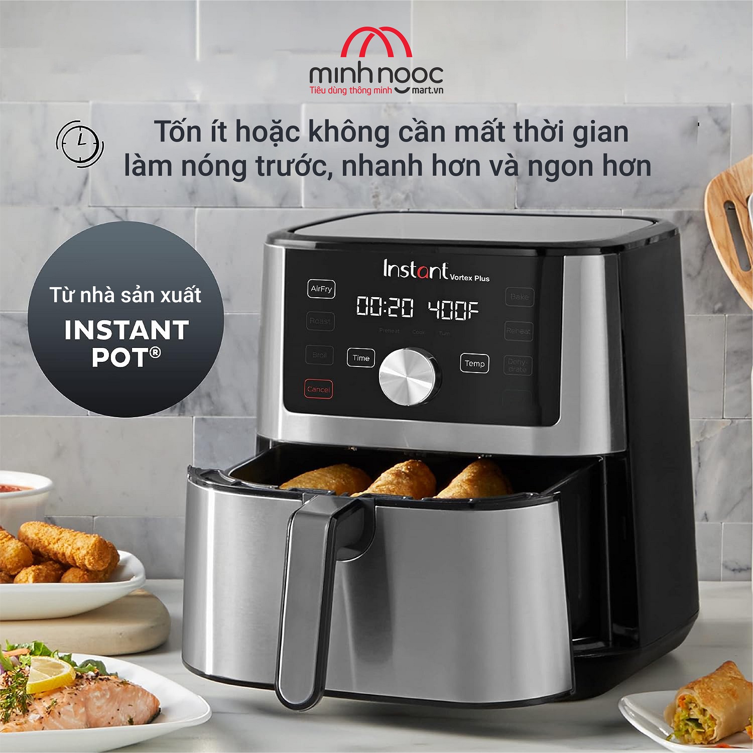 [ Hàng chính hãng ] Nồi chiên không dầu Instant Vortex Plus, Dung tích 5,7 lít, 6 chức năng trong 1 nồi (Instant Vortex plus, 5.7L,  6 in 1)