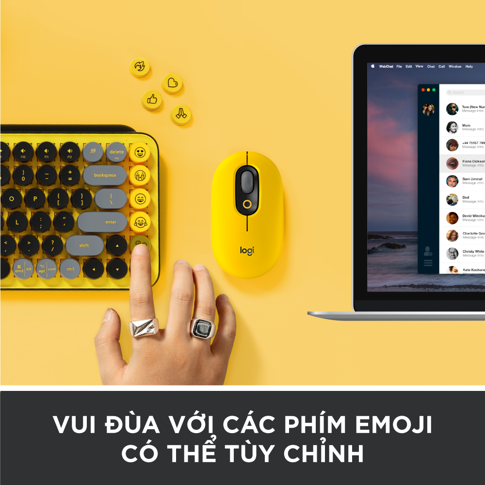 Bàn phím cơ không dây bluetooth | USB Logitech POP KEYS - phím emoji có thể tùy chỉnh - Màu