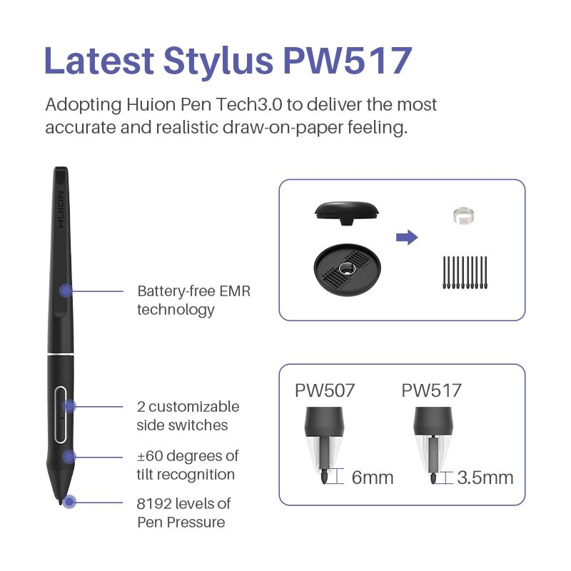 Bảng Vẽ Điện Tử Màn Hình LCD 13inch HUION Kamvas 13 - BẢN NÂNG CẤP - Hàng Chính Hãng