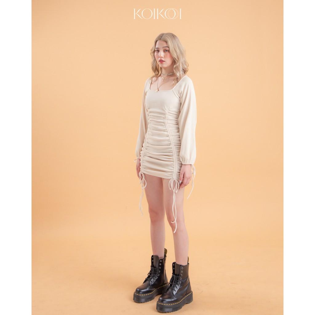 Đầm tay rút dún, tay phồng rút dây