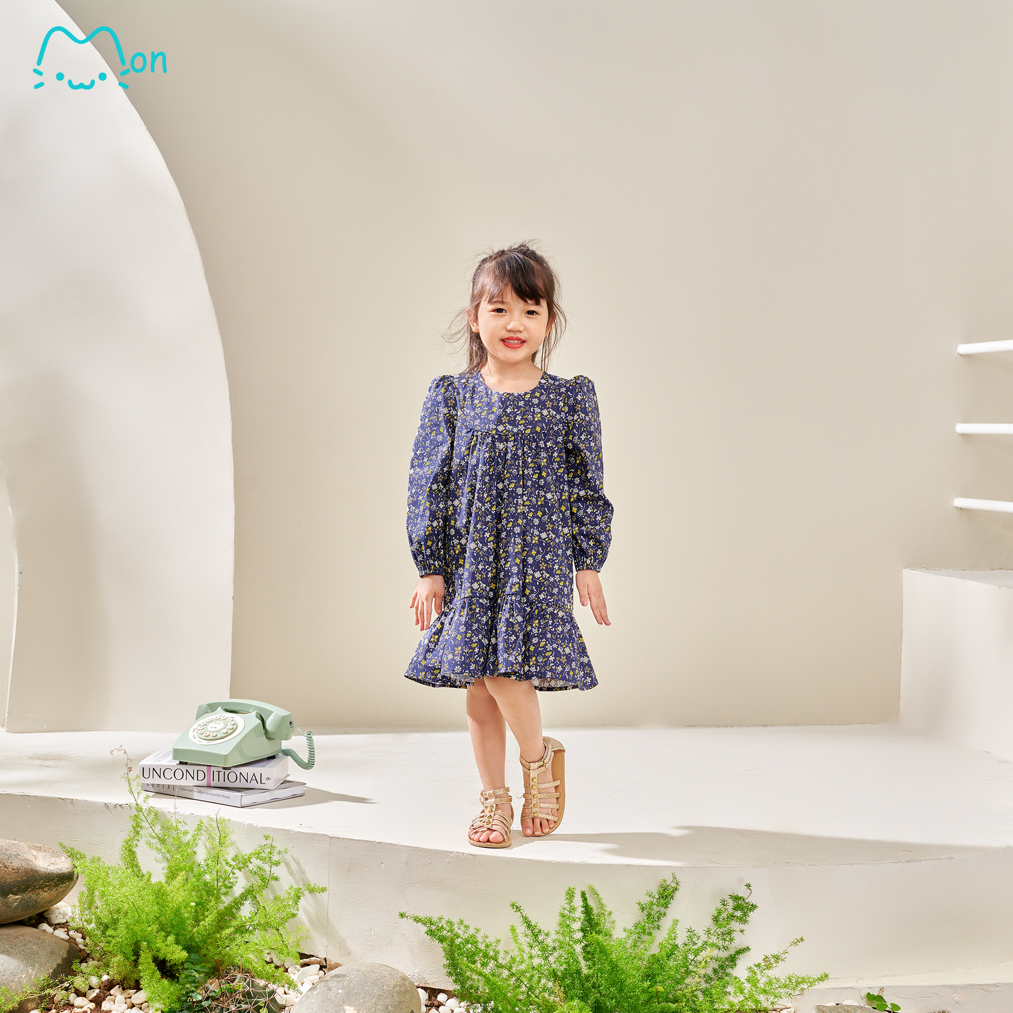 Váy bé gái thiết kế dáng dài, váy bé gái xuân hè chất cotton nhẹ mát, cho bé 2-6 tuổi MonBabies VDG22w05