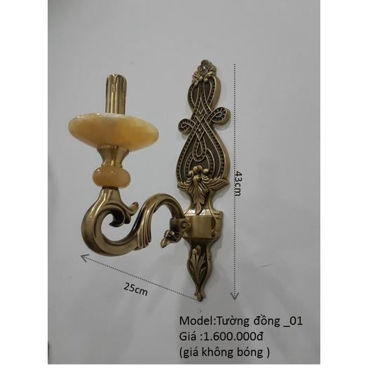 Đèn tường đồng đế đá sa thạch 3 mẫu, đèn tường nến đồng tân cổ điển, kèm bóng led