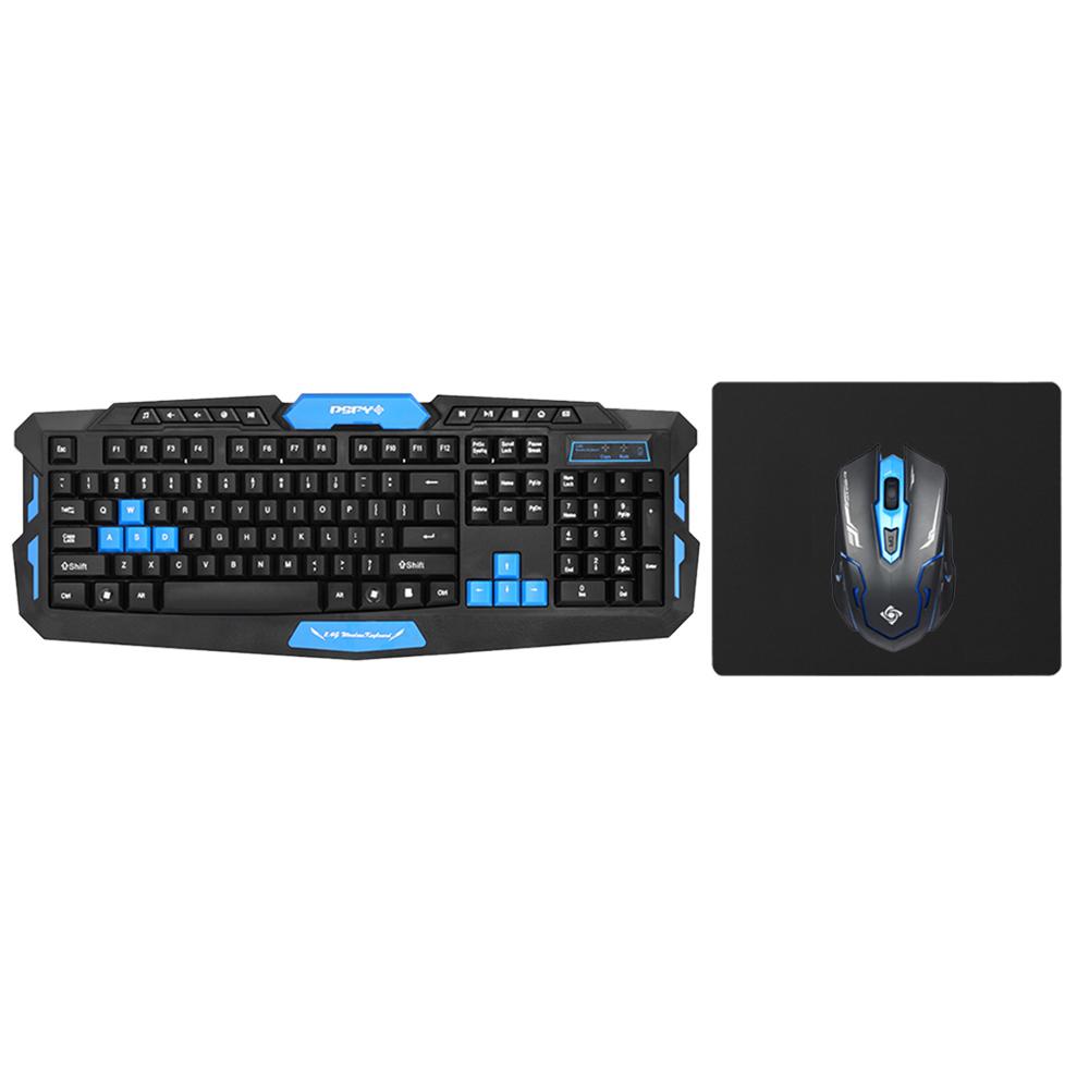 Bàn phím chơi game không dây DSFY 2.4GHz tổ hợp chuột 19 phím chống bóng mờ,bộ thu USB DPI có thể điều chỉnh