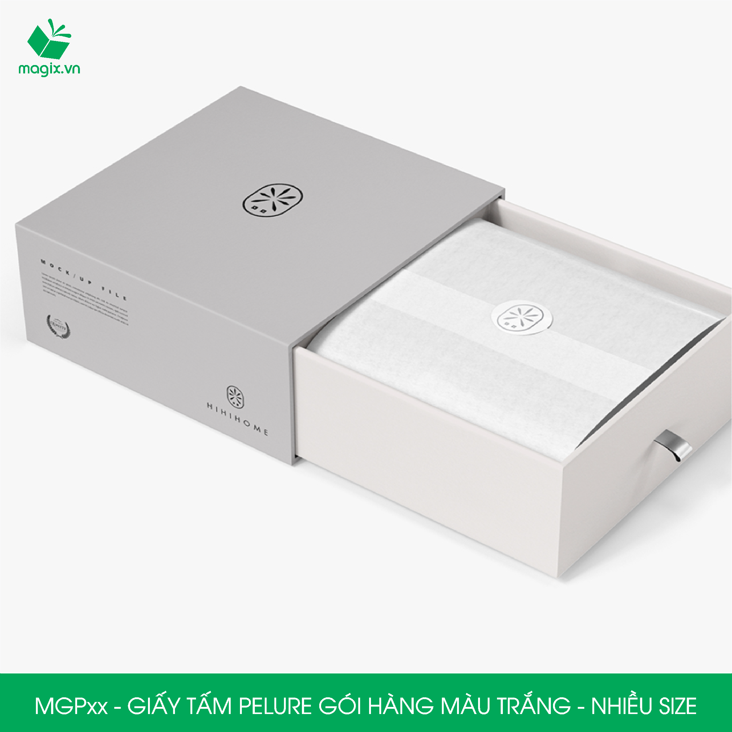 MGP - 100 tấm giấy Pelure trắng gói hàng, giấy chống ẩm 2 mặt mịn, giấy bọc hàng thời trang - Nhiều kích thước