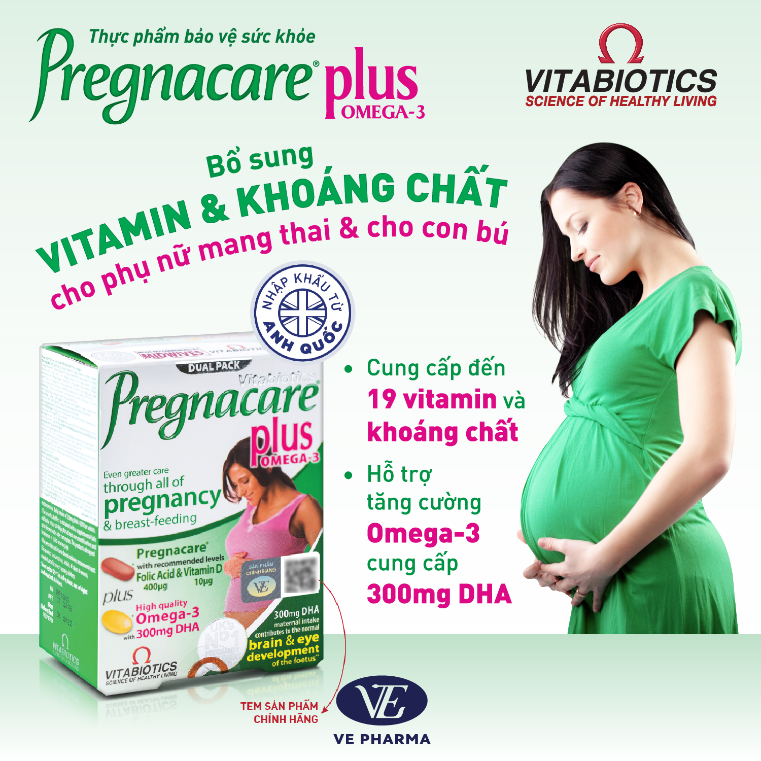 Bộ Sản Phẩm Vitabiotics Viên Uống PREGNACARE PLUS OMEGA-3 Cho Mẹ Mang Thai 56 Viên Và Siro WELLKID Cho Bé 150ml