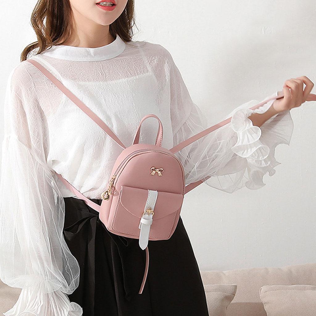 Girl   Leather Small Travel Shoulder Rucksack  Bag